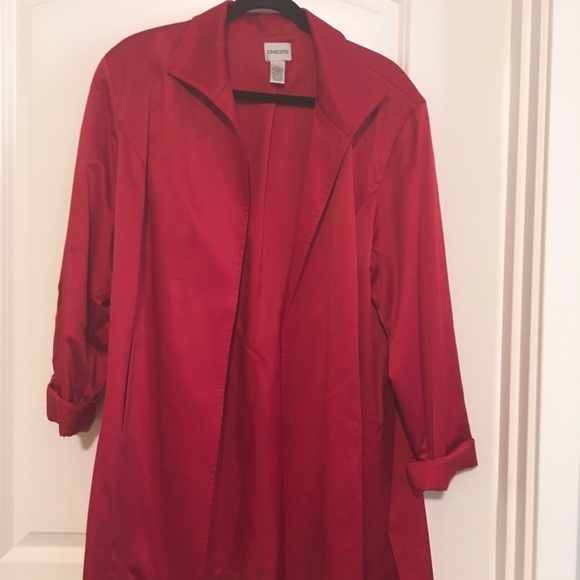 Chicos satin red blazer size 3 or 16 - Picture 1 of 2